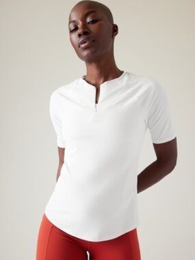 Athleta Sunchaser 3/4 Sleeve Tee Zip-Up Athletic Golf Top